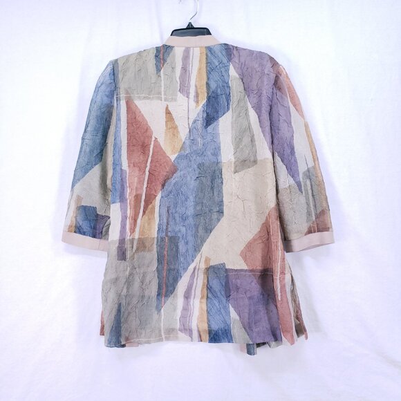Vintage R&M Richards by Karen Kwong Colorful Earth Tones Modest Sheer Top 10 - Picture 13 of 15